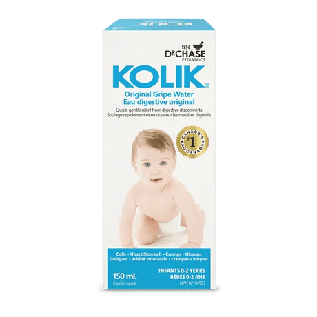 Box of Kolik Original Gripe Water with a baby on the label against a white background - okotoks hc pharmacy