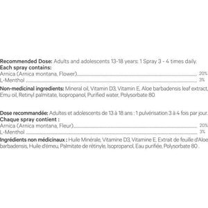 Product label with dosing instructions and ingredient list on a white background - okotoks hc pharmacy