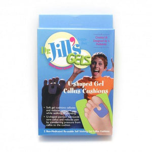 Box of Dr. Jill's Gels U-shaped Gel Callus Cushions on a white background - okotoks hc pharmacy