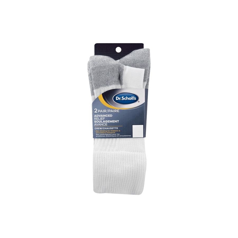 Pack of Dr. Scholl's socks with gray and white design on a white background - okotoks hc pharmacy