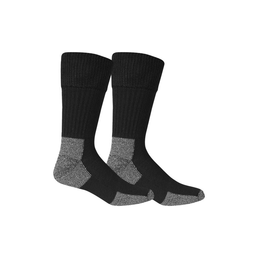 Two black socks with gray accents on a white background - okotoks hc pharmacy