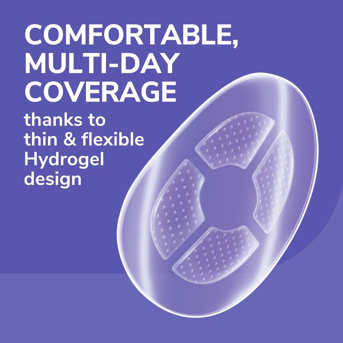 Transparent hydrogel design with text on a purple background - okotoks hc pharmacy