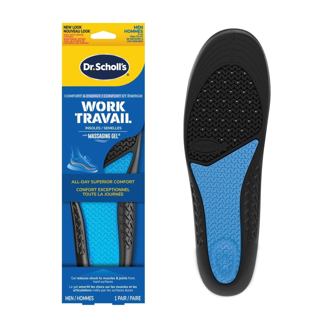 Dr. Scholl's Work Travail insole with packaging on a white background - okotoks hc pharmacy