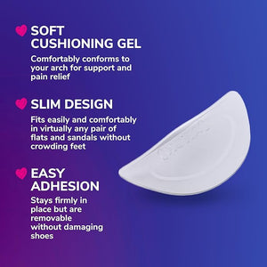 White shoe cushion with text on a blue and purple gradient background - okotoks hc pharmacy