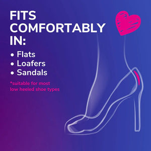 Shoe size chart with foot outline and text on a blue background - okotoks hc pharmacy
