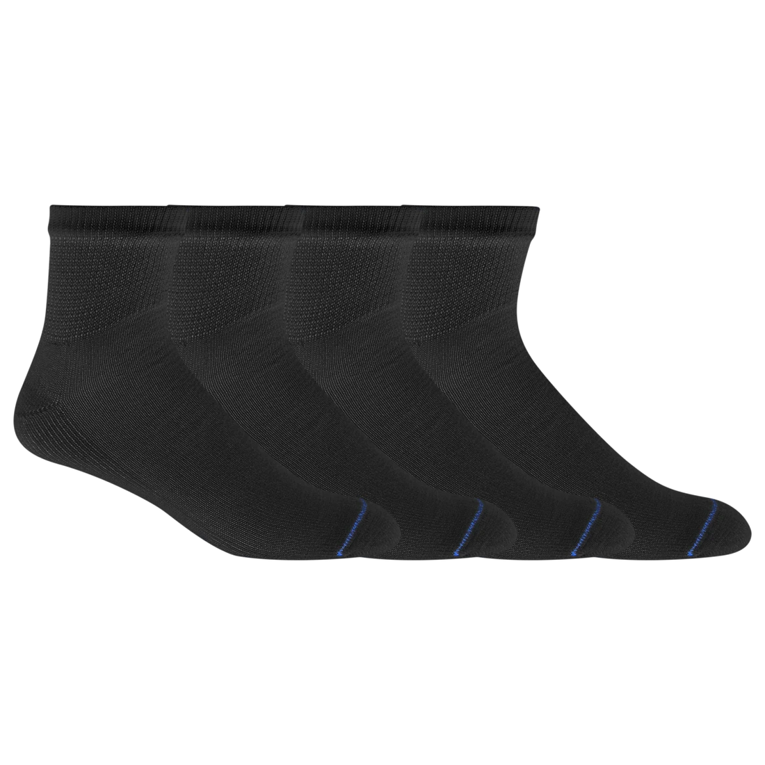 four black ankle socks with a blue line on a white background - okotoks hc pharmacy