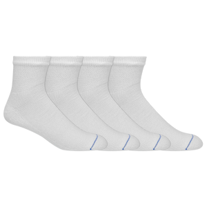 Set of four white socks with blue accents on a white background - okotoks hc pharmacy