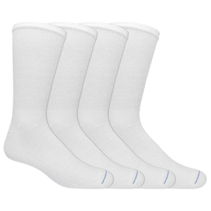 Four white socks with blue accents on a white background - okotoks hc pharmacy