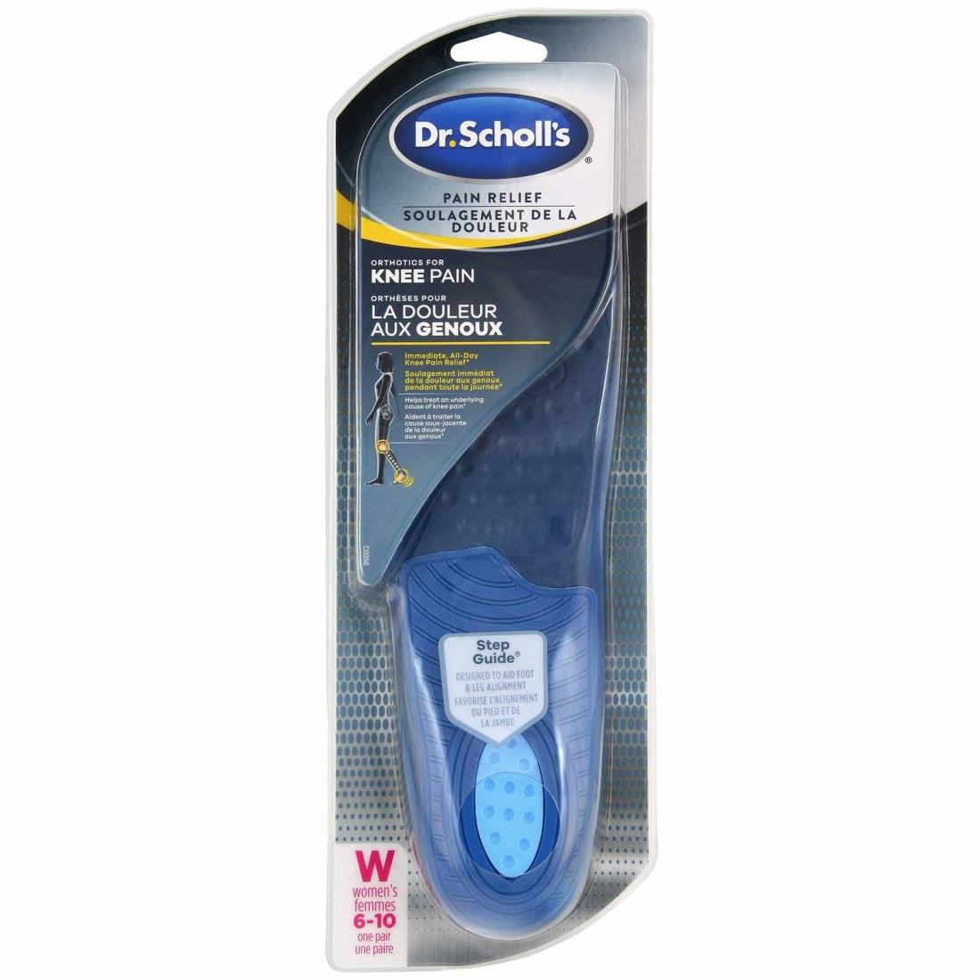 Dr. Scholl's knee pain relief insole packaging on a white background - okotoks hc pharmacy