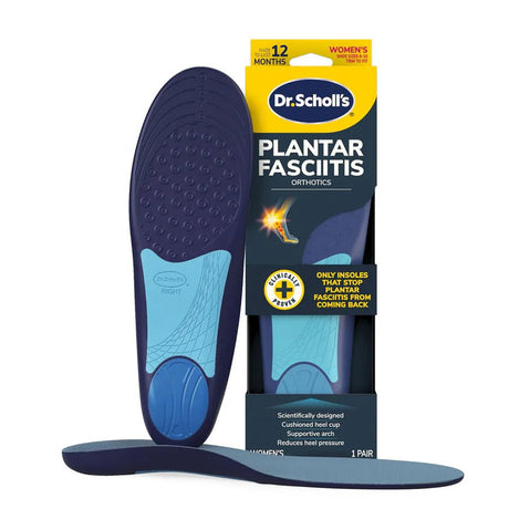 Dr. Scholl's plantar fasciitis orthotic insole with packaging on a white background - okotoks hc pharmacy