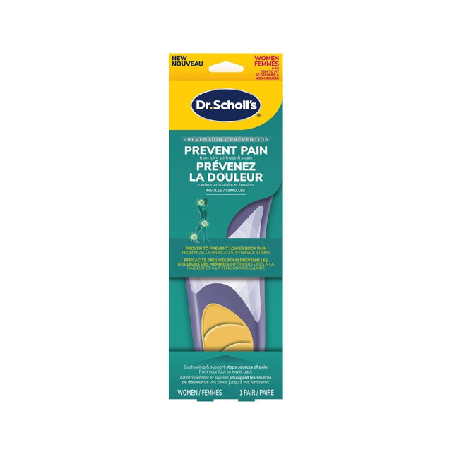 Dr. Scholl's packaging for women's prevent pain inserts on a white background - okotoks hc pharmacy