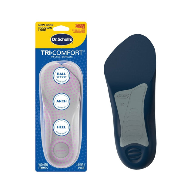 Dr. Scholl's Tri-Comfort insole packaging and insole on a white background - okotoks hc pharmacy
