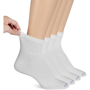 Set of white ankle socks with a brand logo on a beige background - okotoks hc pharmacy