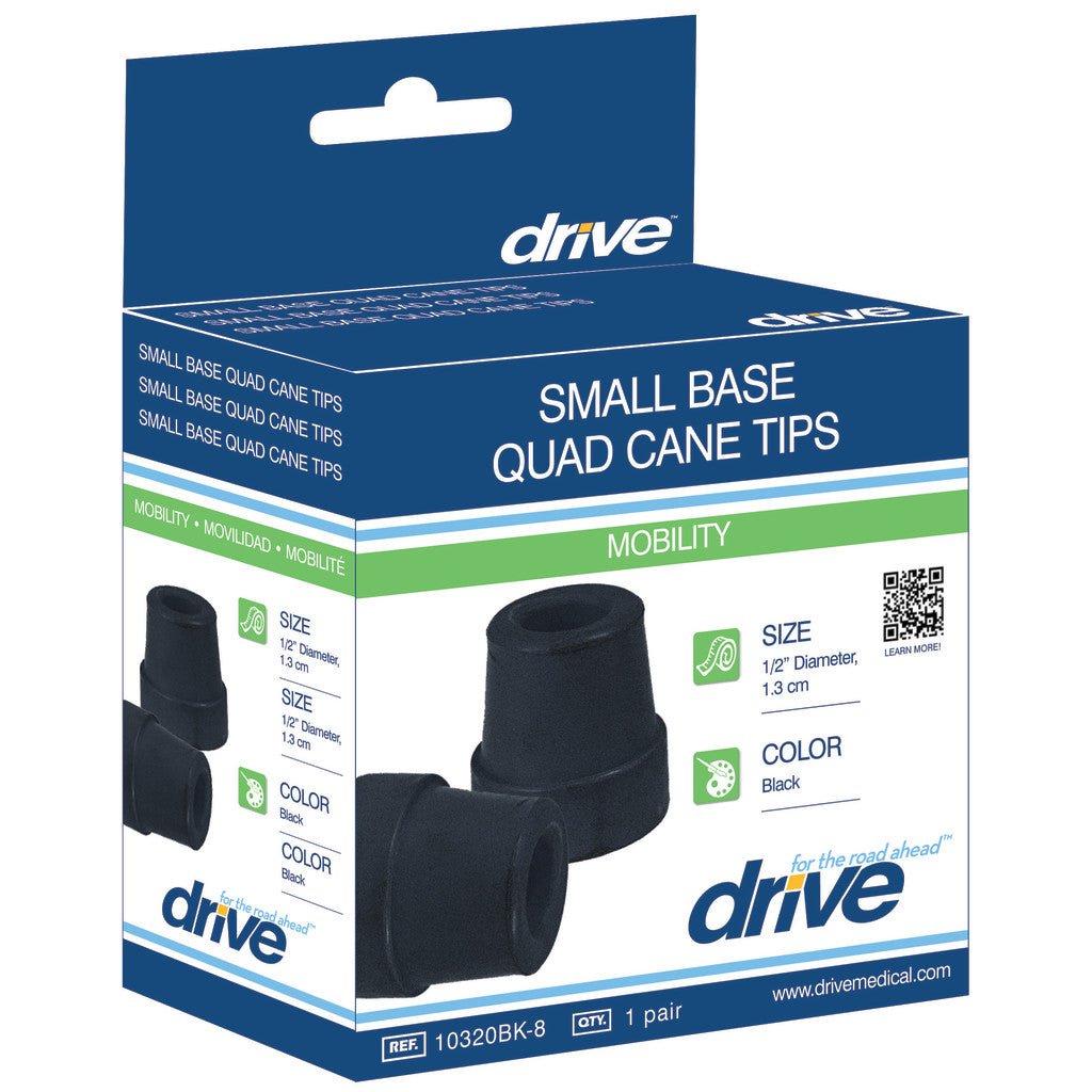 Box of Drive Small Base Quad Cane Tips on a white background - okotoks hc pharmacy