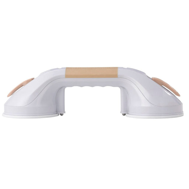 White and beige bath bar with curved design on a white background - okotoks hc pharmacy