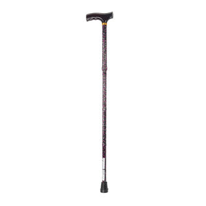 Black walking cane with decorative pattern on a white background - okotoks hc pharmacy