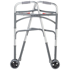 Silver walker with wheels on a white background - okotoks hc pharmacy