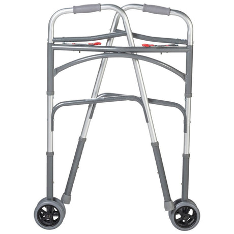 Silver walker with wheels on a white background - okotoks hc pharmacy