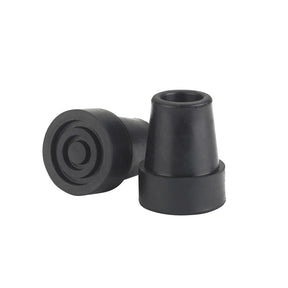 Two black rubber cane tips on a white background - okotoks hc pharmacy