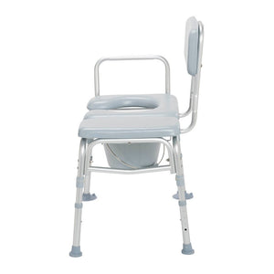 White commode chair with adjustable legs on a white background - okotoks hc pharmacy
