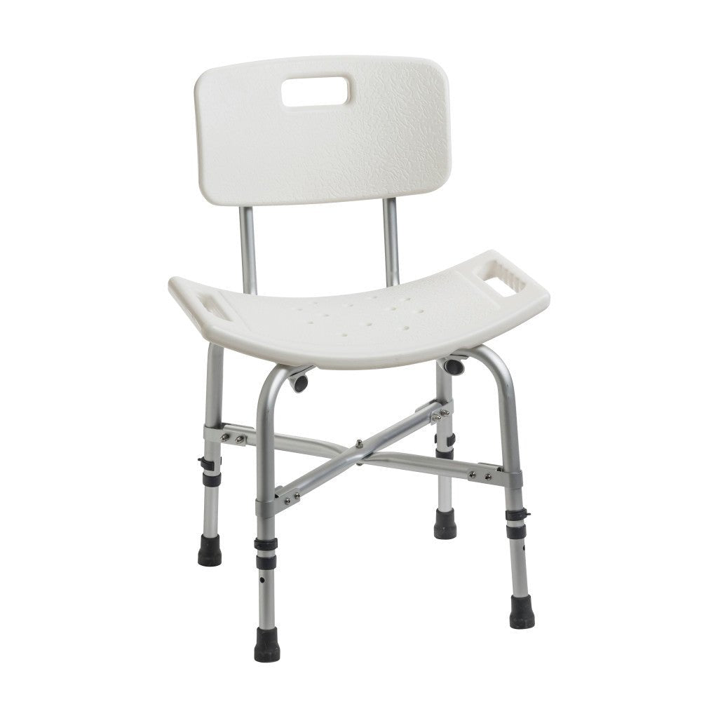White shower chair with metal frame on a white background - okotoks hc pharmacy