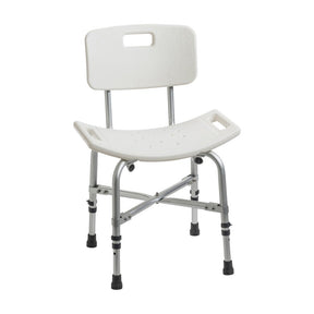 White shower chair with metal frame on a white background - okotoks hc pharmacy