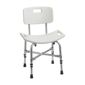 White shower chair with metal frame on a white background - okotoks hc pharmacy