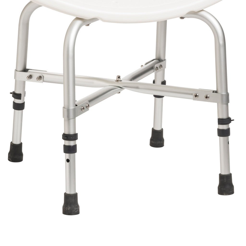 Metal bath chair with a white seat on a white background - okotoks hc pharmacy