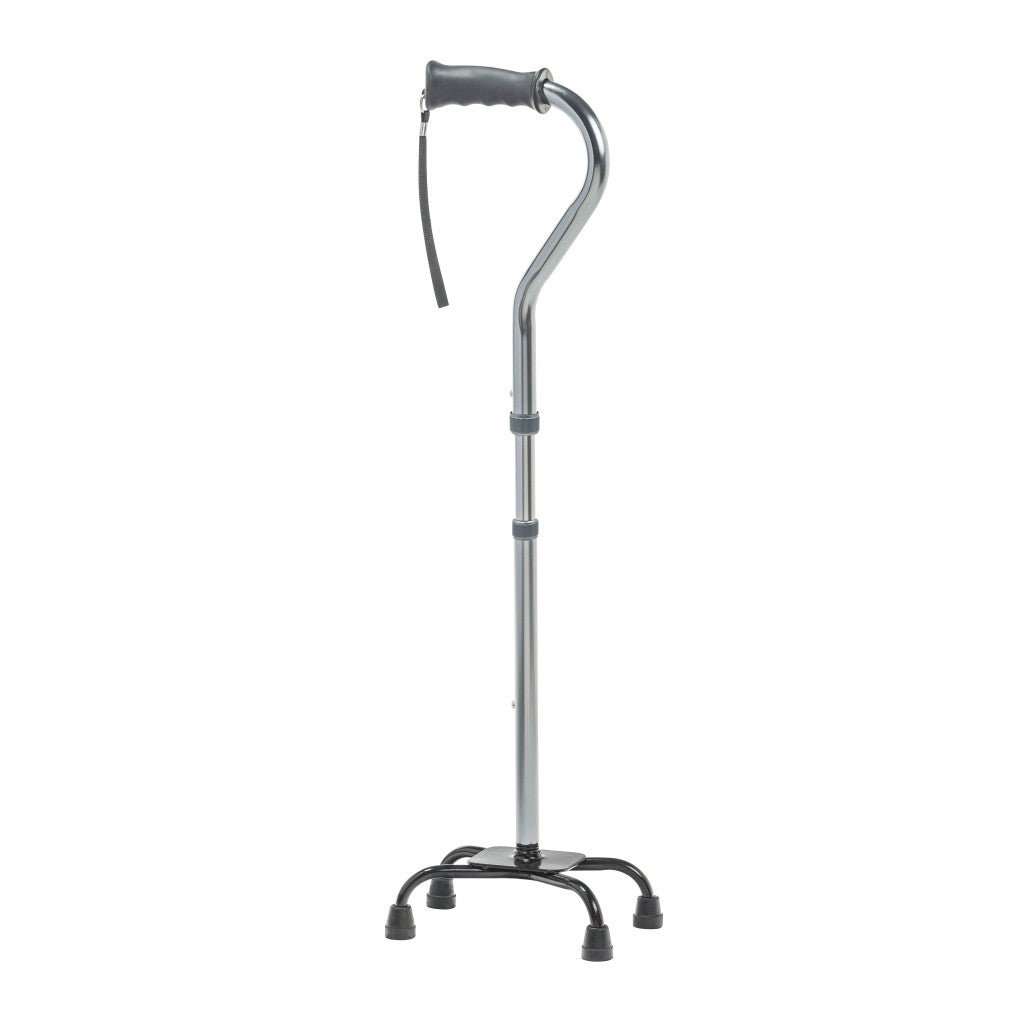 Black walking cane with a curved handle on a white background - okotoks hc pharmacy