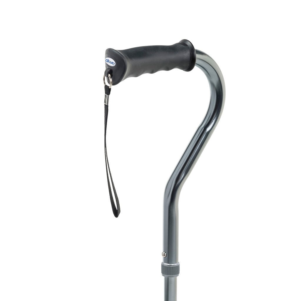 Cane with black handle on a white background - okotoks hc pharmacy