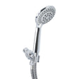 Chrome shower head with flexible hose on a white background - okotoks hc pharmacy