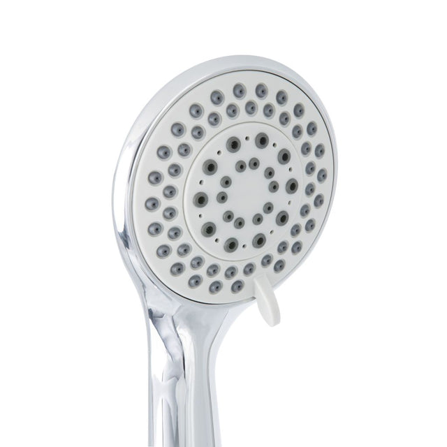 Chrome shower head on a white background - okotoks hc pharmacy