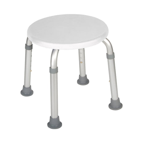 Round shower stool with adjustable legs on a white background - okotoks hc pharmacy