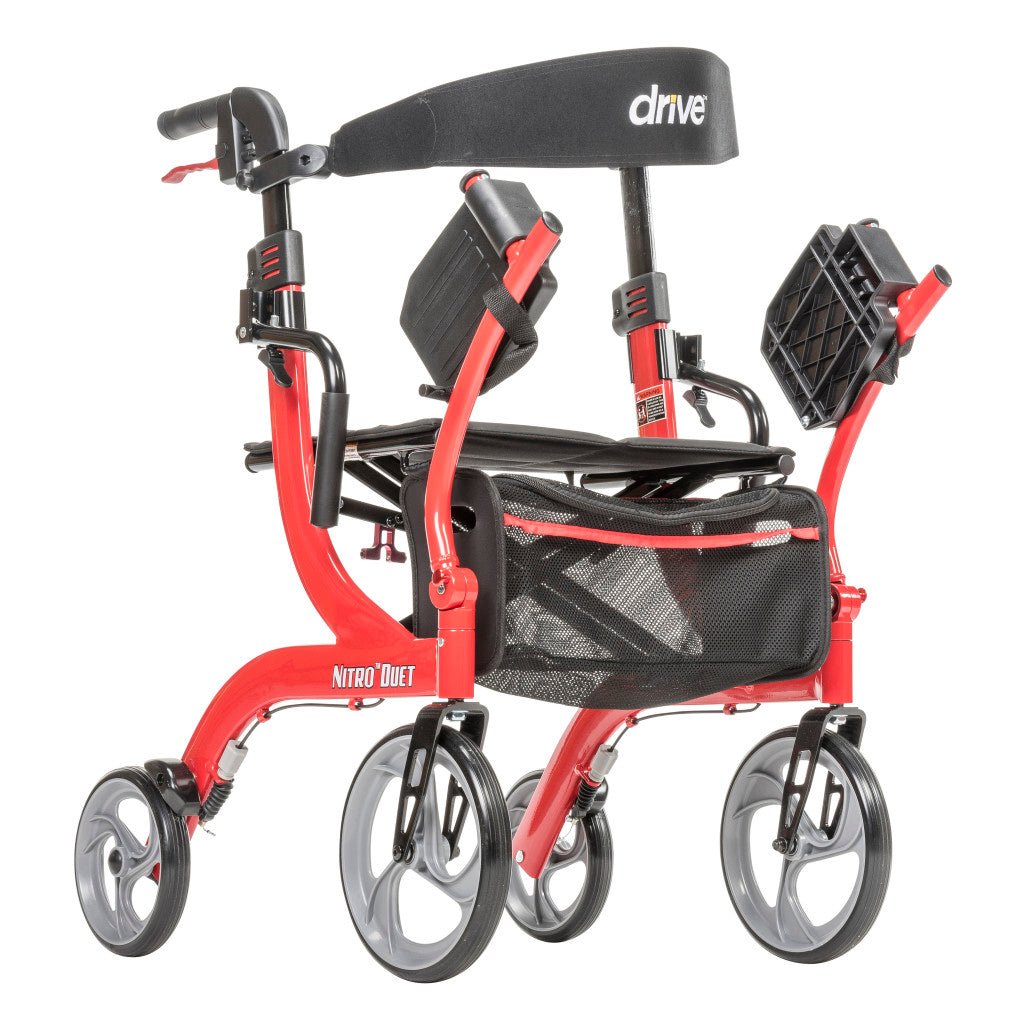 Drive Nitro® Duet Rollator and Transport Chair - Red - okotoks hc pharmacy