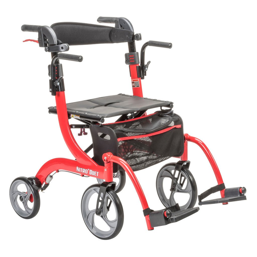 Drive Nitro® Duet Rollator and Transport Chair - Red - okotoks hc pharmacy