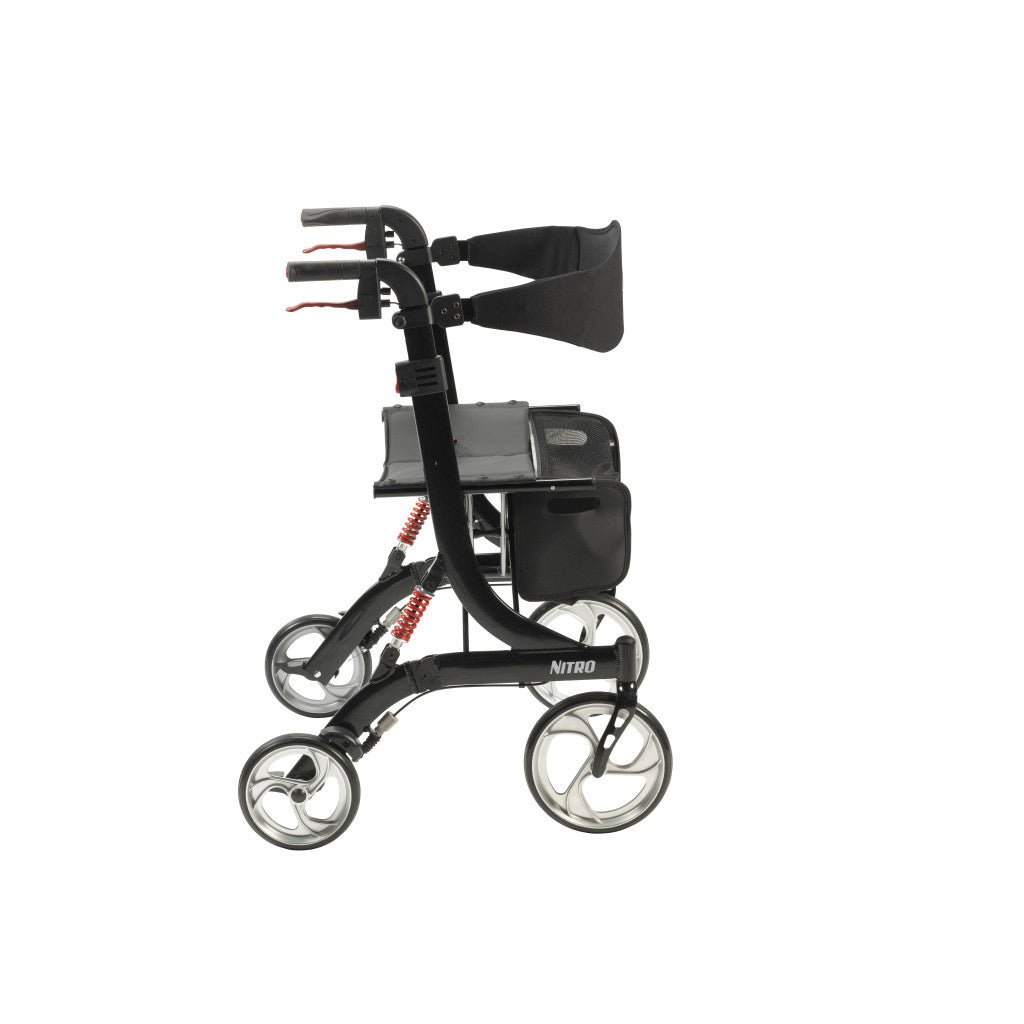 Black rollator with 'Nitro' branding on a white background - okotoks hc pharmacy