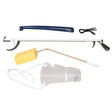 Set of cleaning tools including a brush, squeegee, and other accessories on a white background - okotoks hc pharmacy