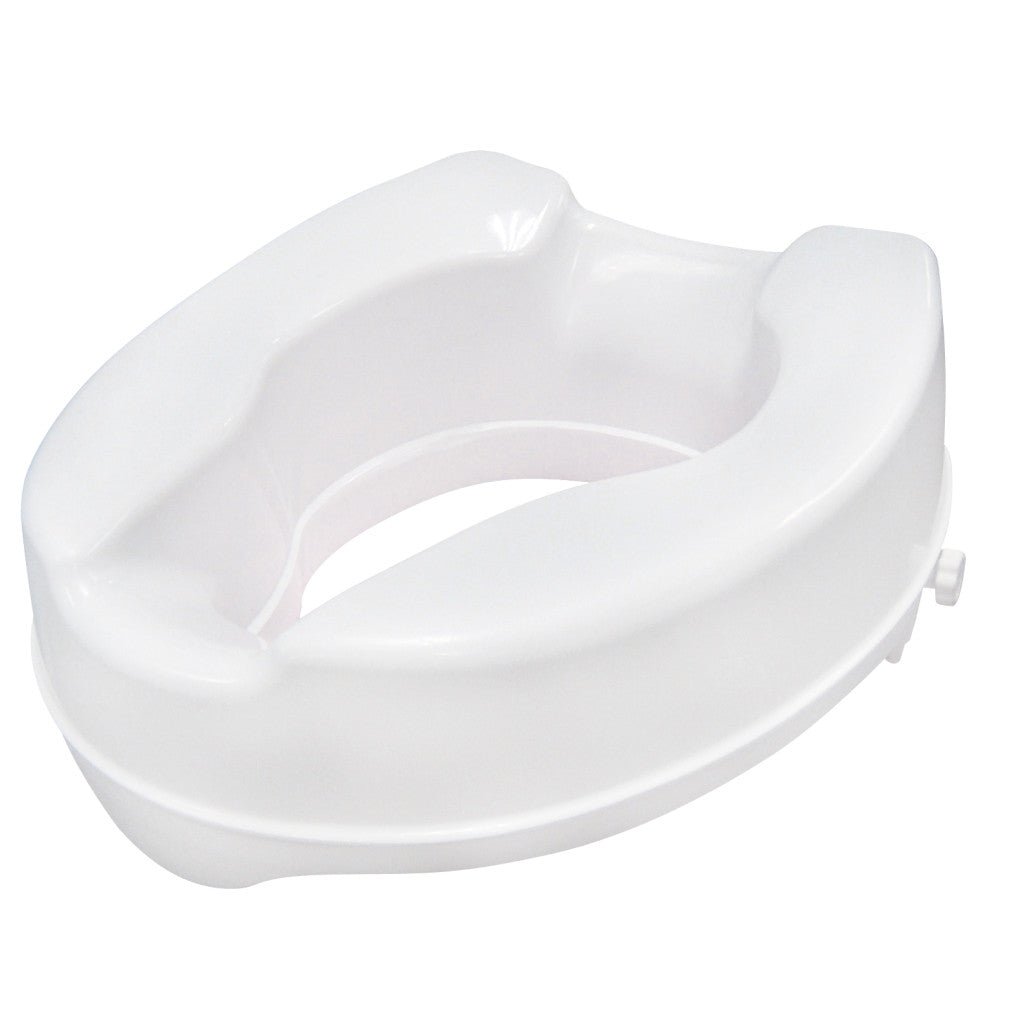 White raised toilet seat on a white background - okotoks hc pharmacy