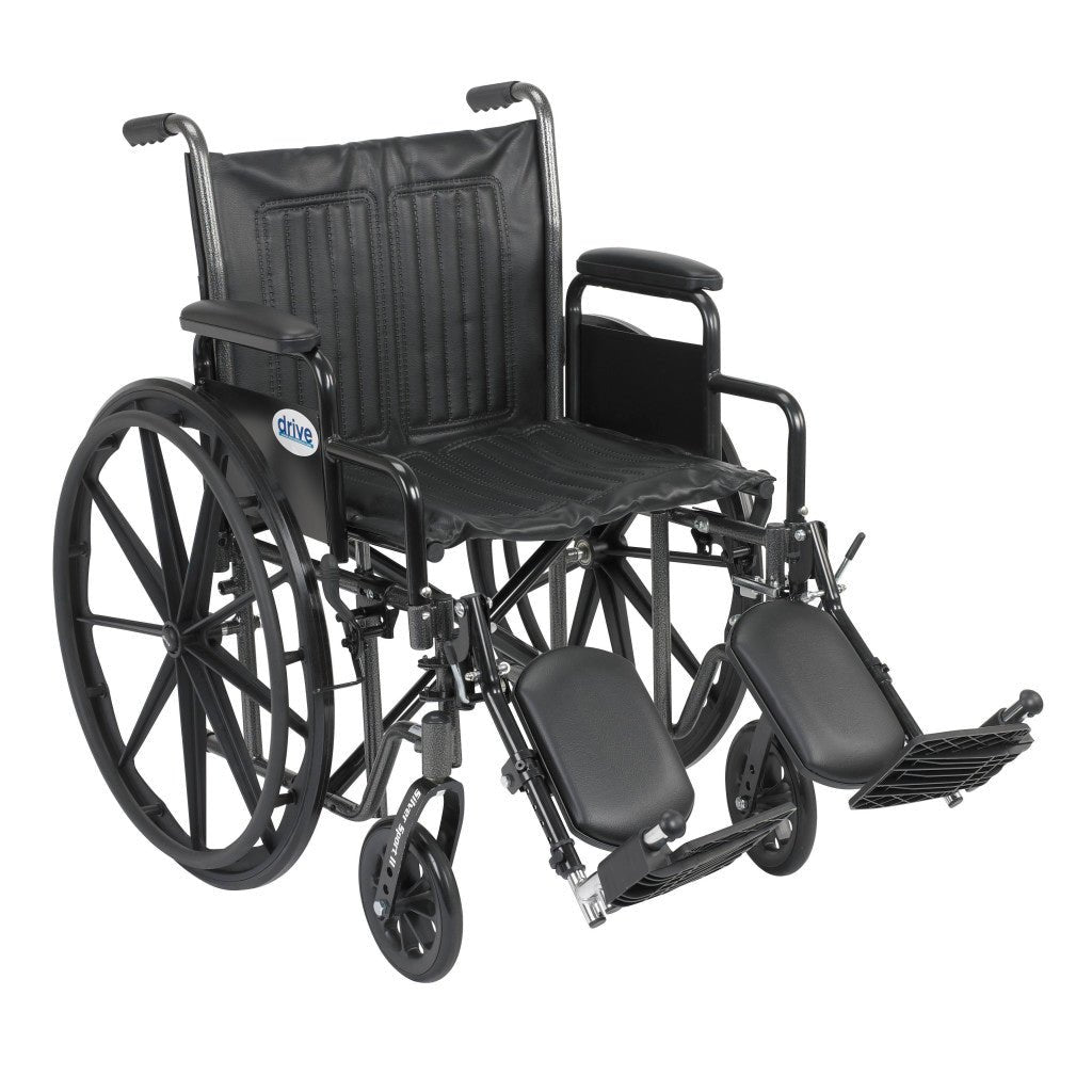 Black wheelchair with Detachable Full Arms and Footrests on a white background - okotoks hc pharmacy