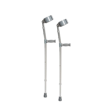 Pair of silver crutches on a white background - okotoks hc pharmacy