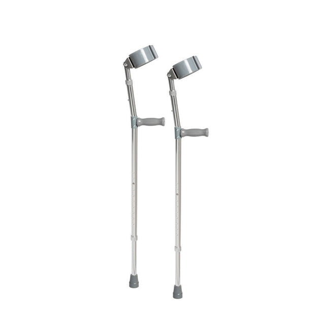 Pair of silver crutches on a white background - okotoks hc pharmacy