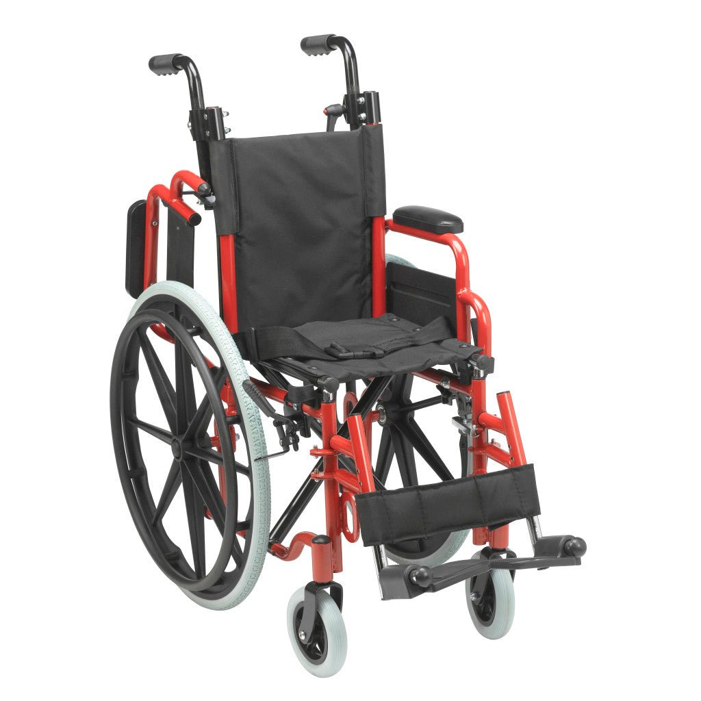 Red and black wheelchair on a white background - okotoks hc pharmacy