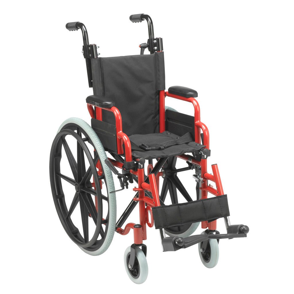 Red and black wheelchair on a white background - okotoks hc pharmacy