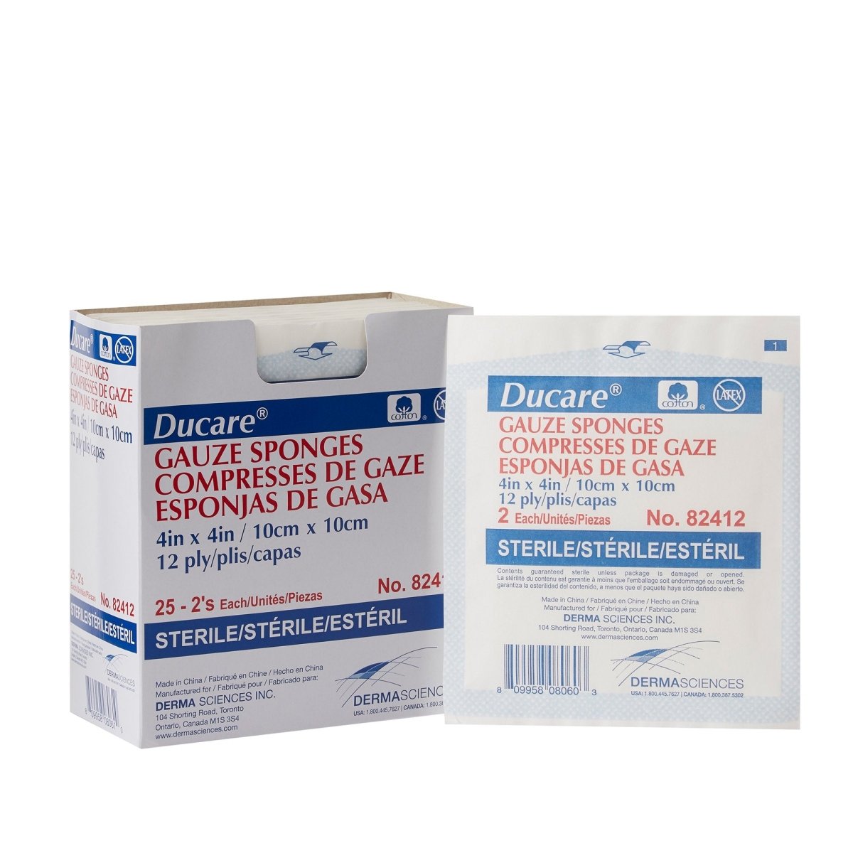 Ducare gauze sponges packaging on a white background - okotoks hc pharmacy