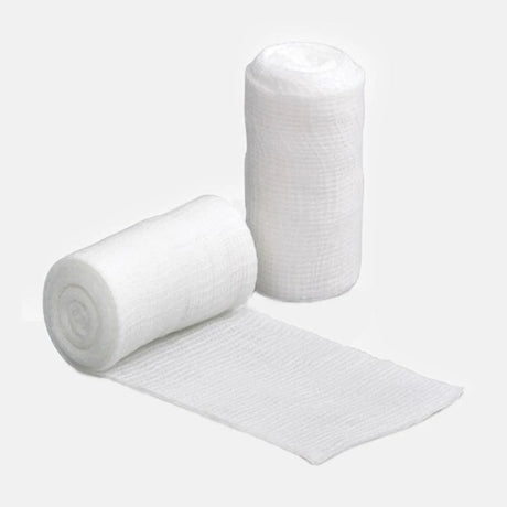 Two rolls of white bandage on a light gray background - okotoks hc pharmacy