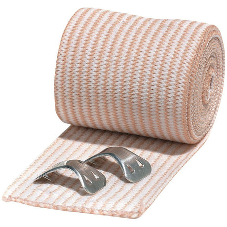 Roll of elastic bandage with a clip on a white background - okotoks hc pharmacy