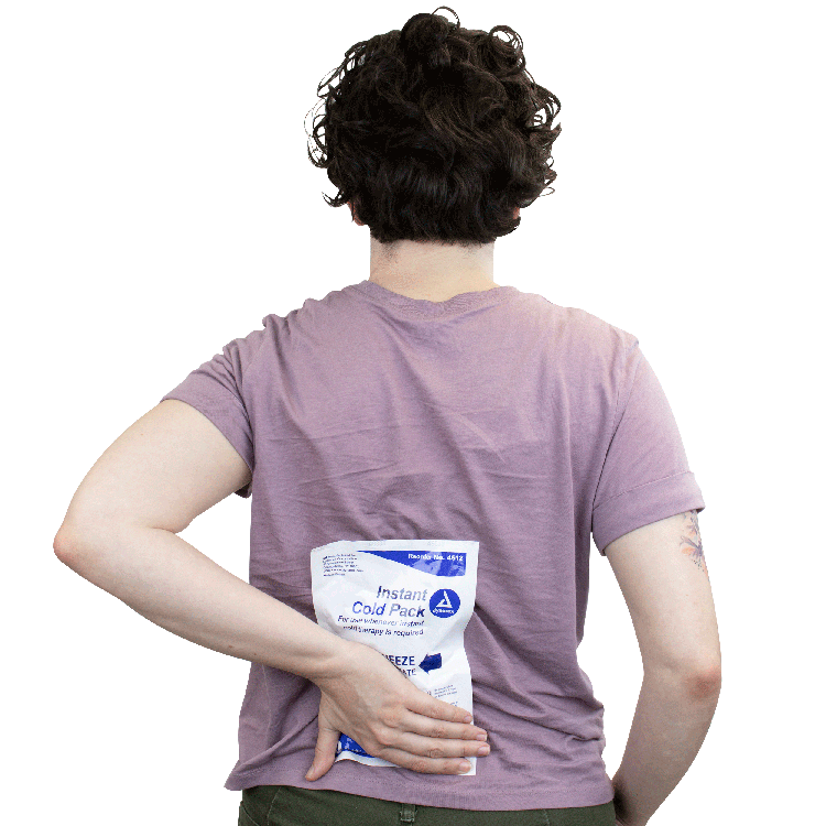 Person holding an instant cold pack on a white background - okotoks hc pharmacy