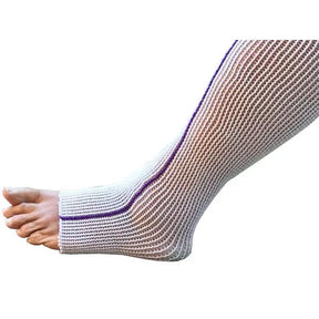 White fishnet stocking with purple trim on a white background - okotoks hc pharmacy