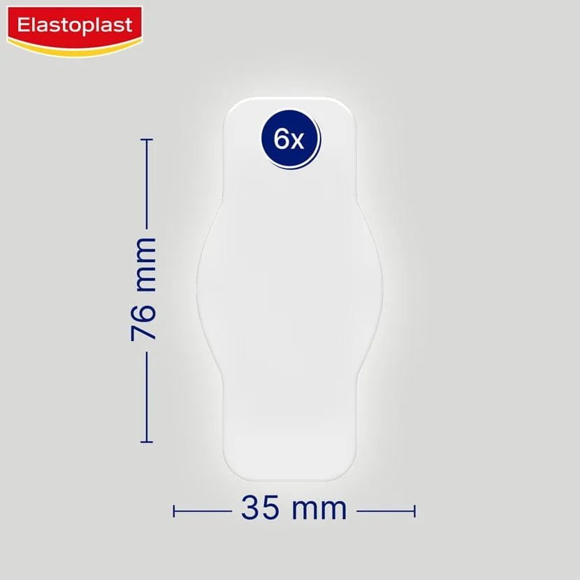 Elastoplast bandage packaging with dimensions and quantity label on a white background - okotoks hc pharmacy