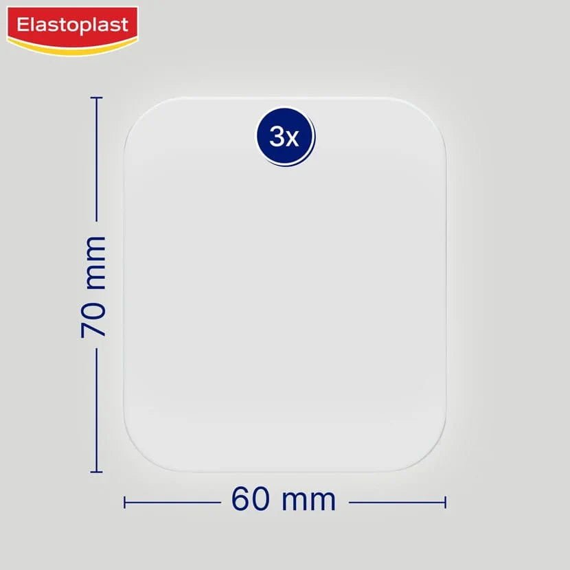 Elastoplast bandage with dimensions labeled on a white background - okotoks hc pharmacy